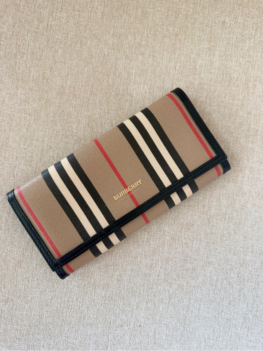 Burberry Icon Stripe Leather Wallet with Dust Bag